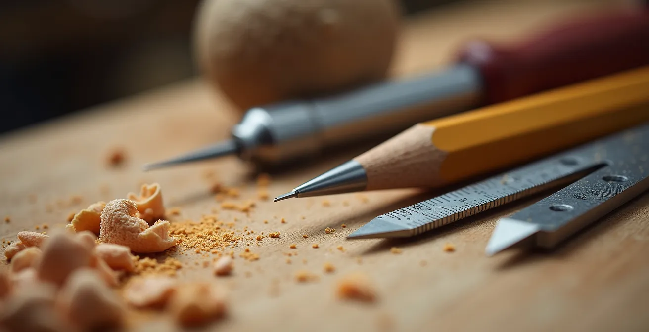 Organisation méthodique d'un établi pendant l'épreuve pratique du CAP menuisier